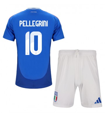 Italia Lorenzo Pellegrini #10 Primera Equipación Niños Eurocopa 2024 Manga Corta (+ Pantalones cortos)